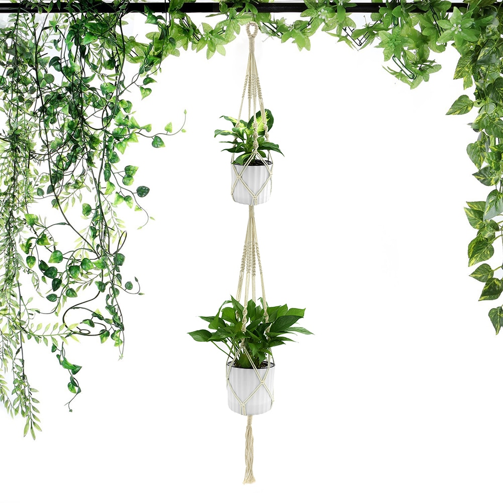 WITUSE 1PC Macrame Plants Hanger Hook 4 Legs Retro Flower Pot Hanging Rope Holder String Home Garden Balcony Decoration Wall Art