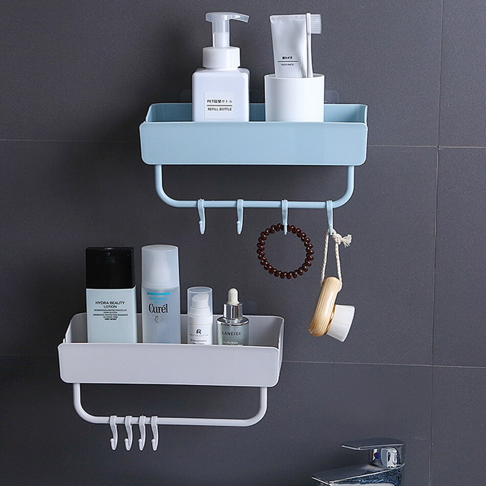 Square storage rack kitchen wall hanging plastic receive finishing rack multifunctional toilet non perforated storage rac