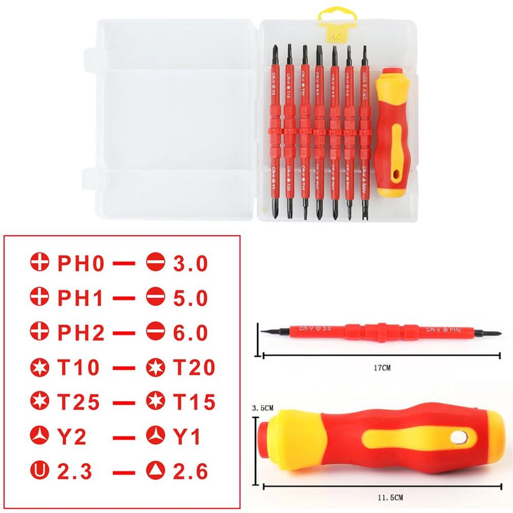 8PCS Multi-purpose Screwdriver Bit Set for Electrical Insulated Kit Household Repairing Maintenance Tools