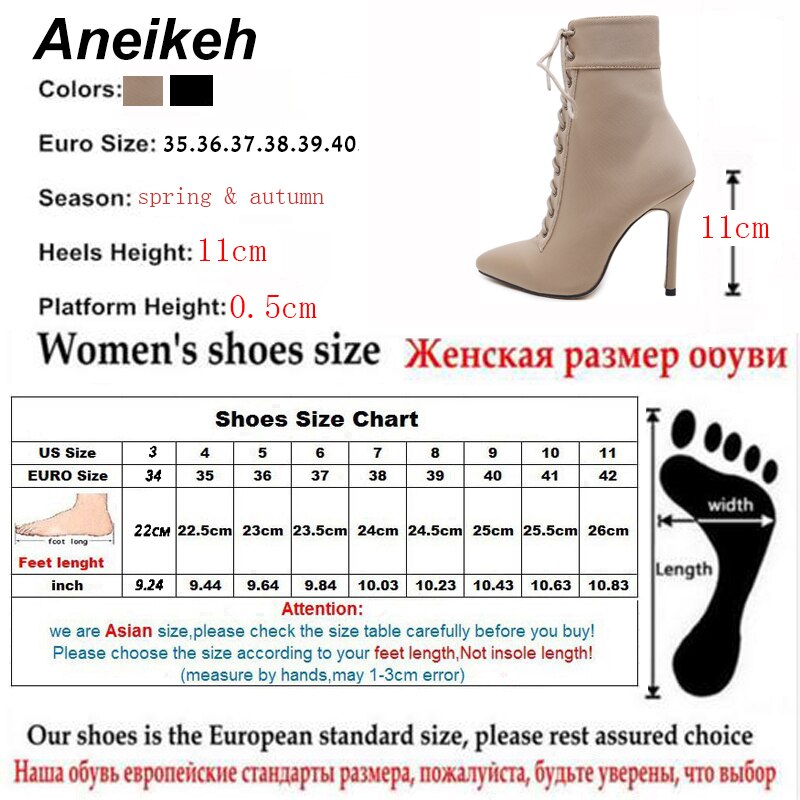 Aneikeh Boots Women Stretch Fabric Cross strap Western Pointed Toe Women's Chelsea Boots Dance High Heel Shoes