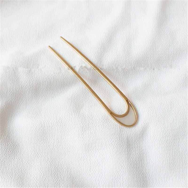 AOMU Simple Versatile Metal Gold Hair Sticks Headdress Trend U-Shaped Large Hairpin for Women Vacation Hair Accessories: 6