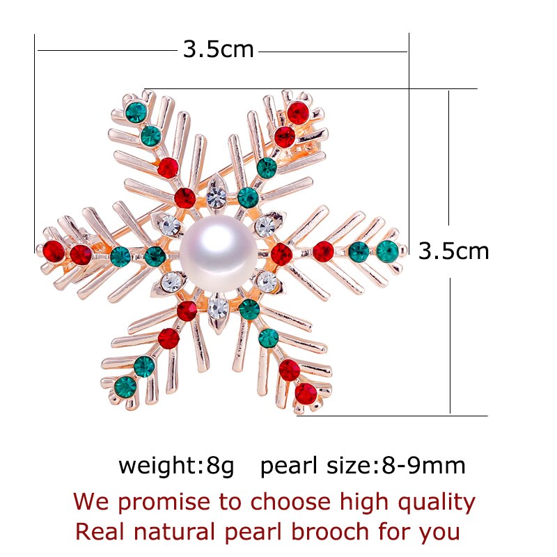 ZHBORUINI Neue Perle Brosche Schneeflocke Perle Breastpin Natürliche Süßwasser Perle Schmuck Für Frauen Weihnachten Zubehör Stift