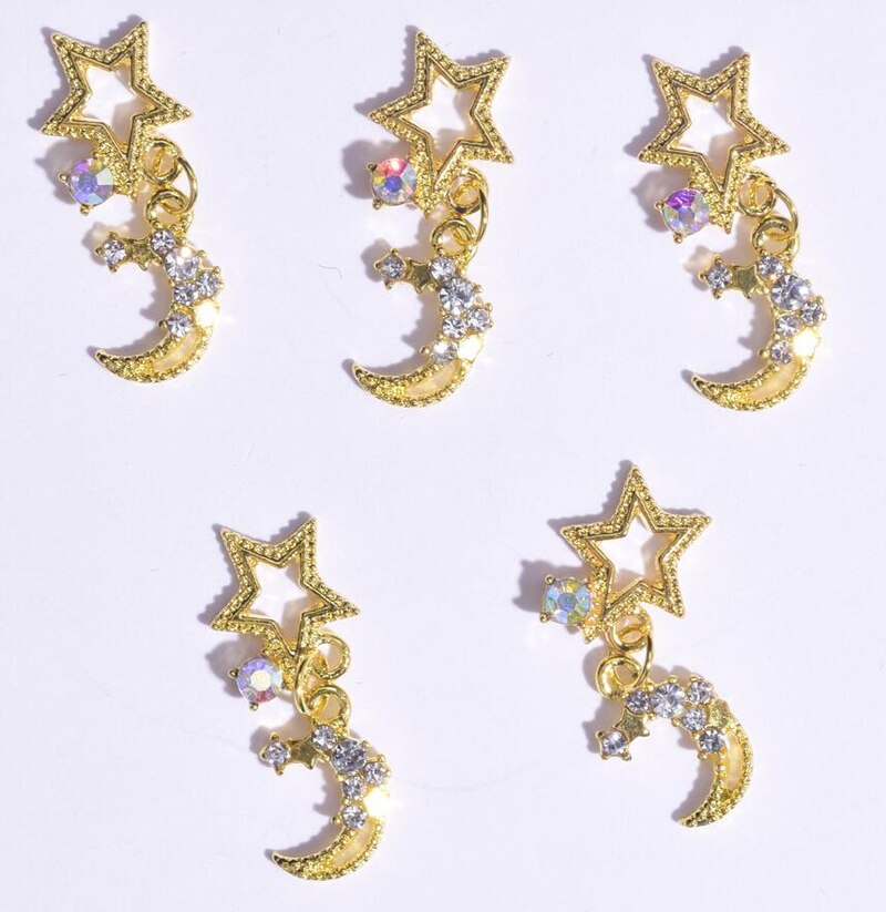 10-16mm 10pcs Zircon Nail Charms Pierced Fingernail Jewelry 14 Styles of Charms Pearl L-Long Reusable nail nail charms: JE420-10pcs