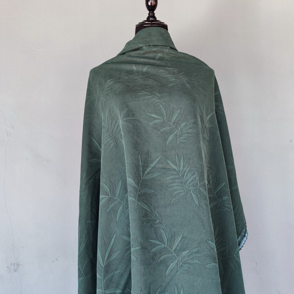 40m ren silke charmeuse silke tunge silke morbær silke til mand skjorte kung fu skjorte kimono stil bambus mønster: 55-1238 mørkegrøn