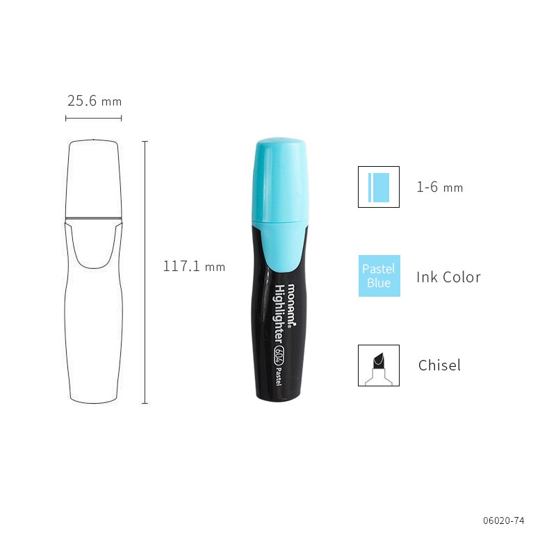 Monami 604 Pastel Color Highlighter Pen Mild Colors Marker Liner Highlighting Drawing Painting Office School Supplies A6088: Pastel Blue