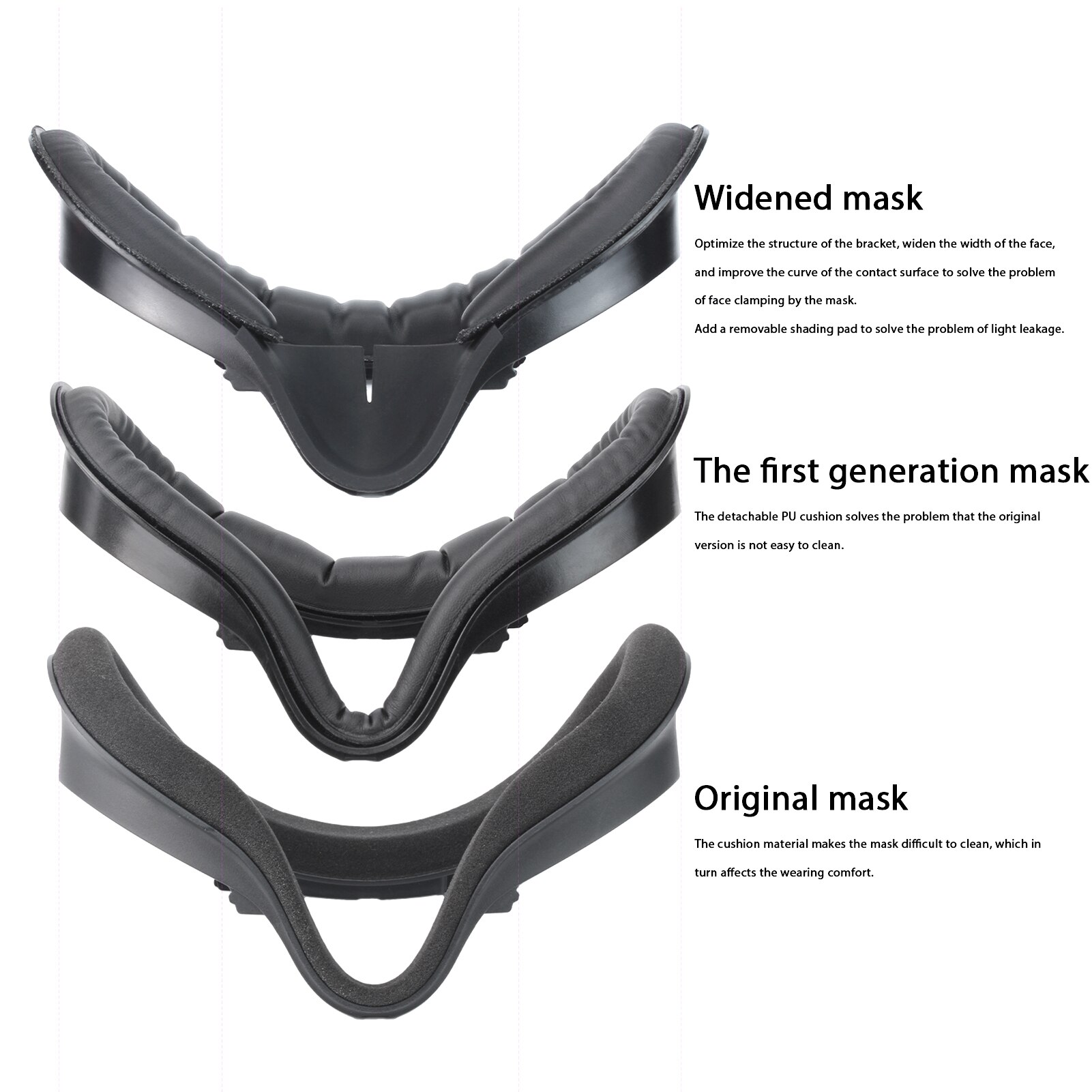 Facial Interface Bracket face/lens Cover Set for Oculus Quest 2,PU Leather Foam Face Pad for Oculus Quest 2 VR Accessories,Black