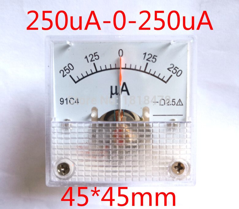 Dc microammeter 91c4 0-100uA Rectangle Analoge Panel Ammeter Gauge Amperemeters Class 2.5 45*45mm