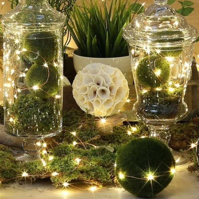Guirnaldas de luces LED con botón de cadena, luz con batería, decoración del hogar, sala de estar, dormitorio, jardín, Navidad, boda, adorno de Año