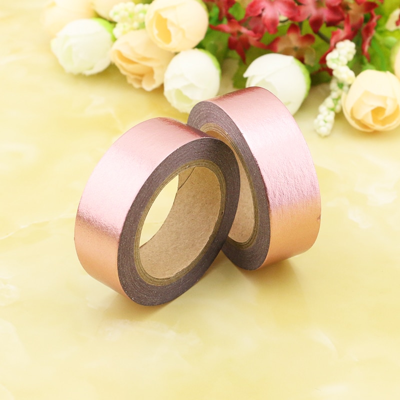 2PCS/lot 10m/roll Rose gold solid foil washi tapes DIY decoration scrapbook Planner masking tape adhesive kawaii stationery