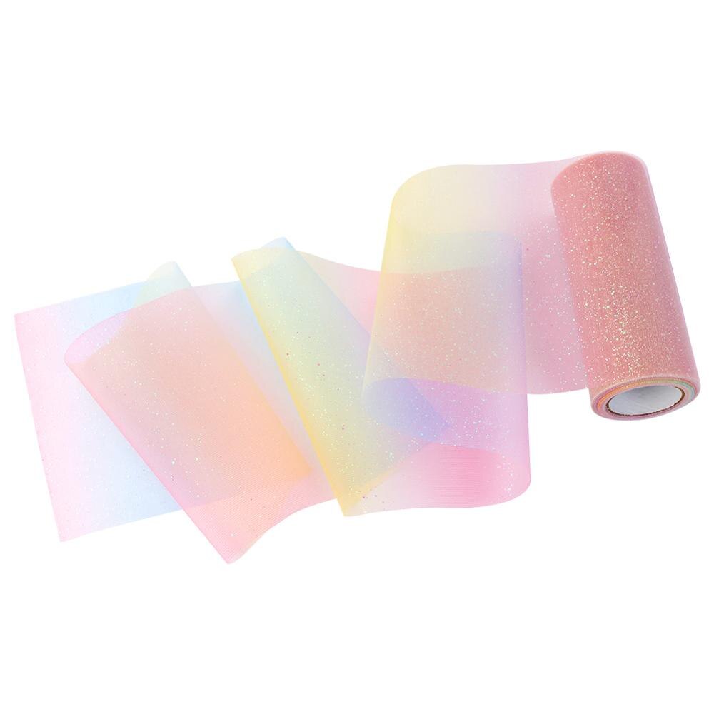 Vores varme regnbue glitter tyl ruller diy tutu nederdel organza stol skærf sløjfe bryllupsfest bånd enhjørning fødselsdag dekoration: B