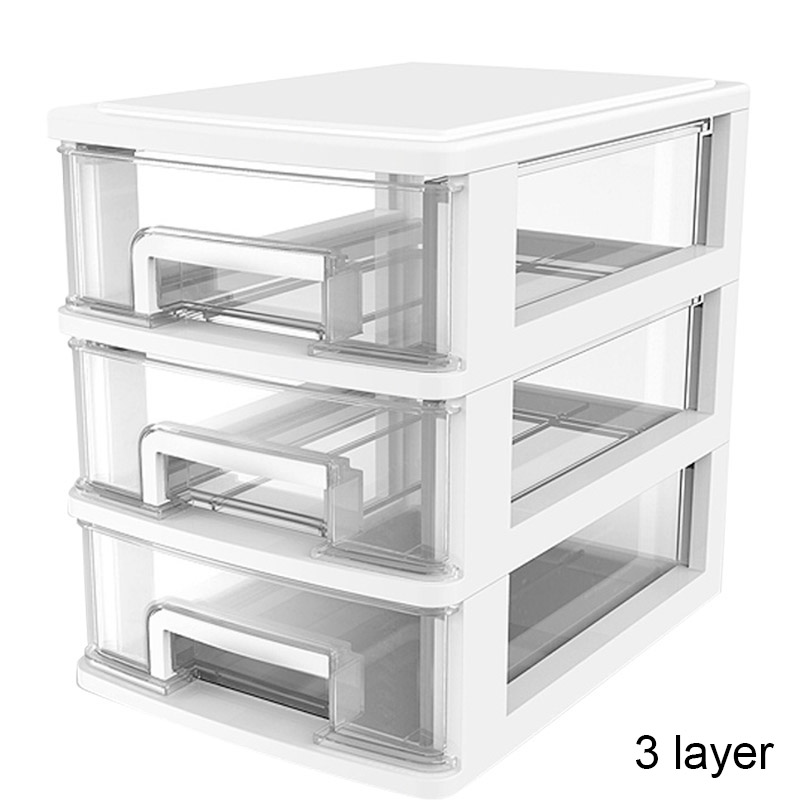 Plastic Desktop Drawer Transparent Sundries Small Objects Storage Case Organizer 3/4 Layers for Home Office Use EL: 1