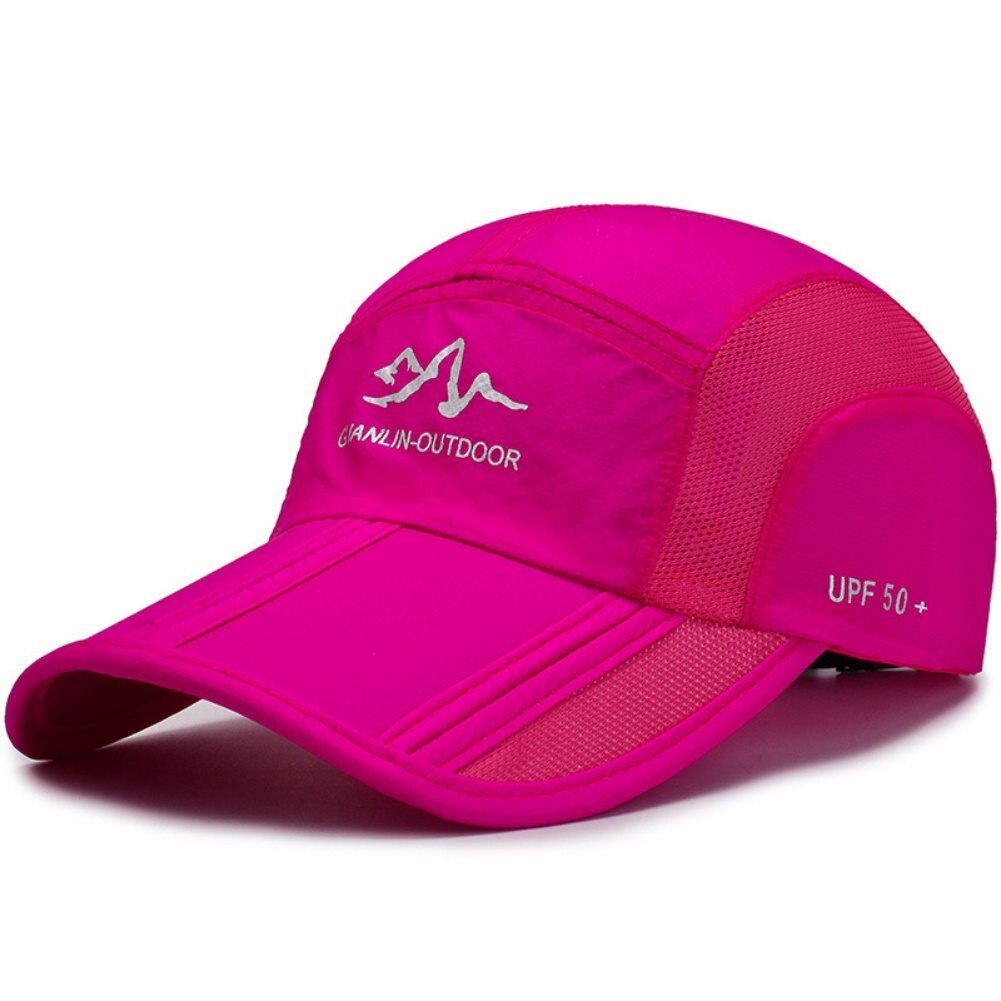 Zomer Baseball Cap Mannen Vrouwen Zonnehoed Uv Bescherming Sneldrogend Ademend Snapback Verstelbare Vouwen Wandelen Caps: rose red