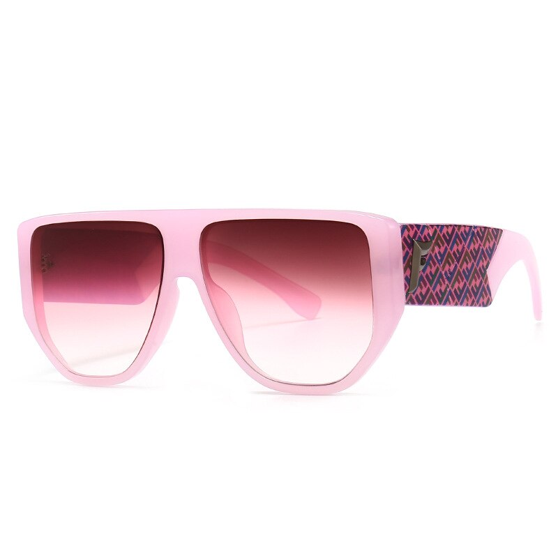 Dames zonnebrillen dames heren vintage luxe merk shield platte bovenkant ovale zonnebril voor dames  uv400: Roze rood roze