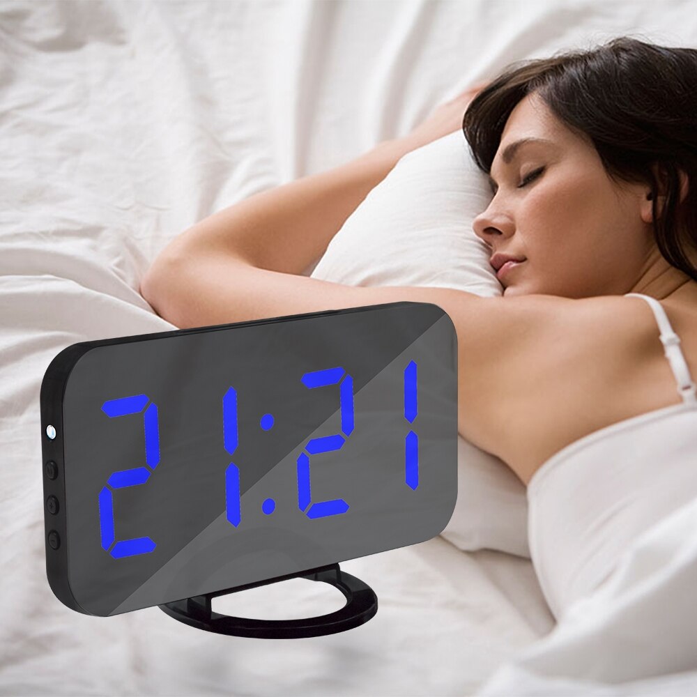 Digital ledd klocka usb-kabel digital väckarklocka spegelklocka multifunktions snooze display tidstabell skrivbord nattled-ljus