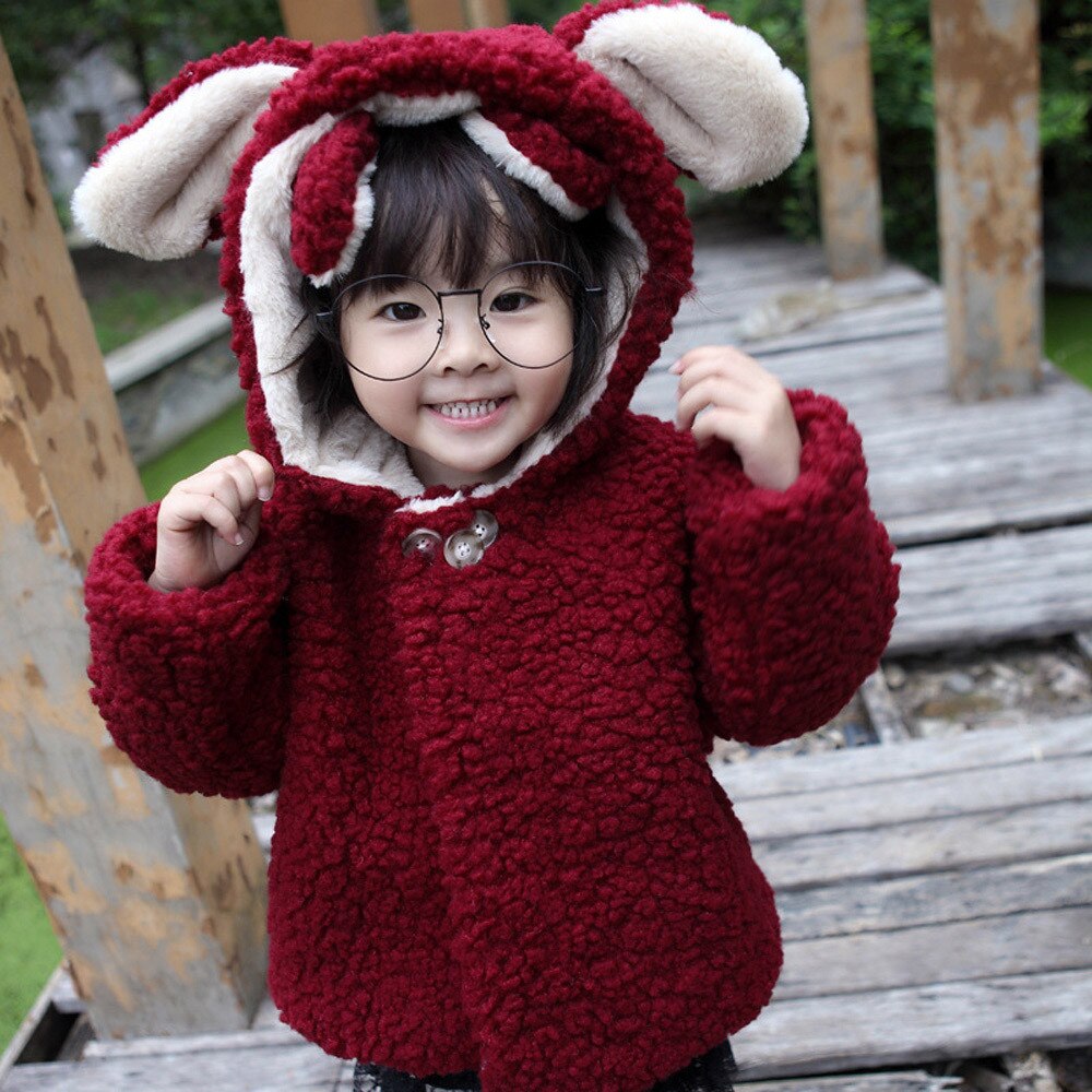 ARLONEET Jacke Baby Niedlichen Kaninchen Ohren Kapuzenmantel Kleinkind Für Mädchen Jungen Herbst Winter Mantel Dicke Warme freundlicher Kleidung BFOF