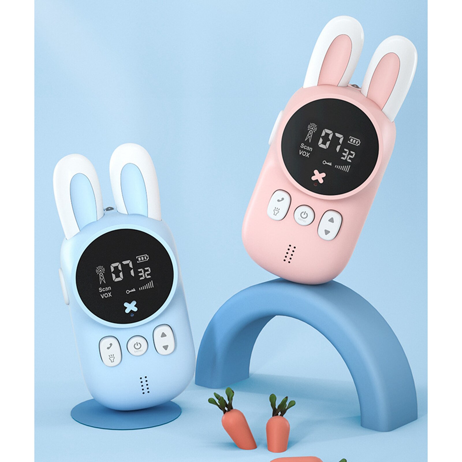 Walkie Talkie para niños, de conejito de dibujos animados, 1 rosa, 1 azul, radio para niños, Walky Talky, de cumpleaños para niños, 2 uds.