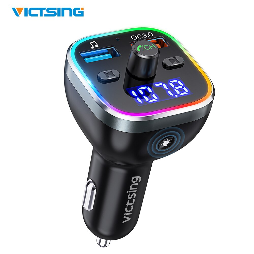 VicTsing BH378 Bluetooth V5.0 FM Transmitter for Car Wireless Radio Adapter with 6 Color Handsfree Calling&QC3.0 Quick Charging: Default Title