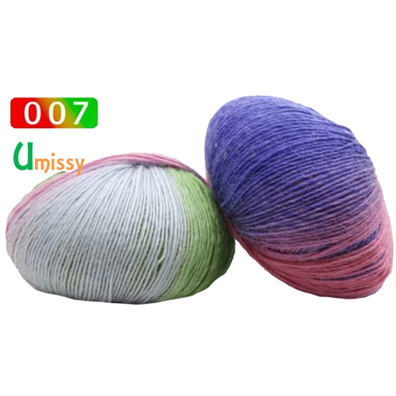 2pcs Cashmere Yarn Knitted Chunky Hand-Woven Woolen Rainbow Colorful Knitting Scores 100% Wool Yarn Needles Crochet Weave Thread: 2pcs 07