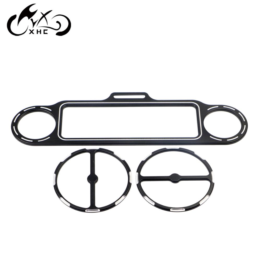 Accents Chrome Pour Moto Harley Touring - Anneaux Garniture Haut-parleur & Compteur | Compatible Electra Glide, Street Glide 1996-2013