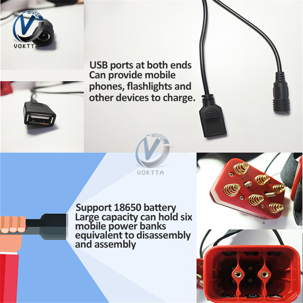 8.4V 6 Section 18650 Waterproof Safety Cycling Battery Pack with DC and USB Interface for 18650 Rechargeable lithium ion Battery