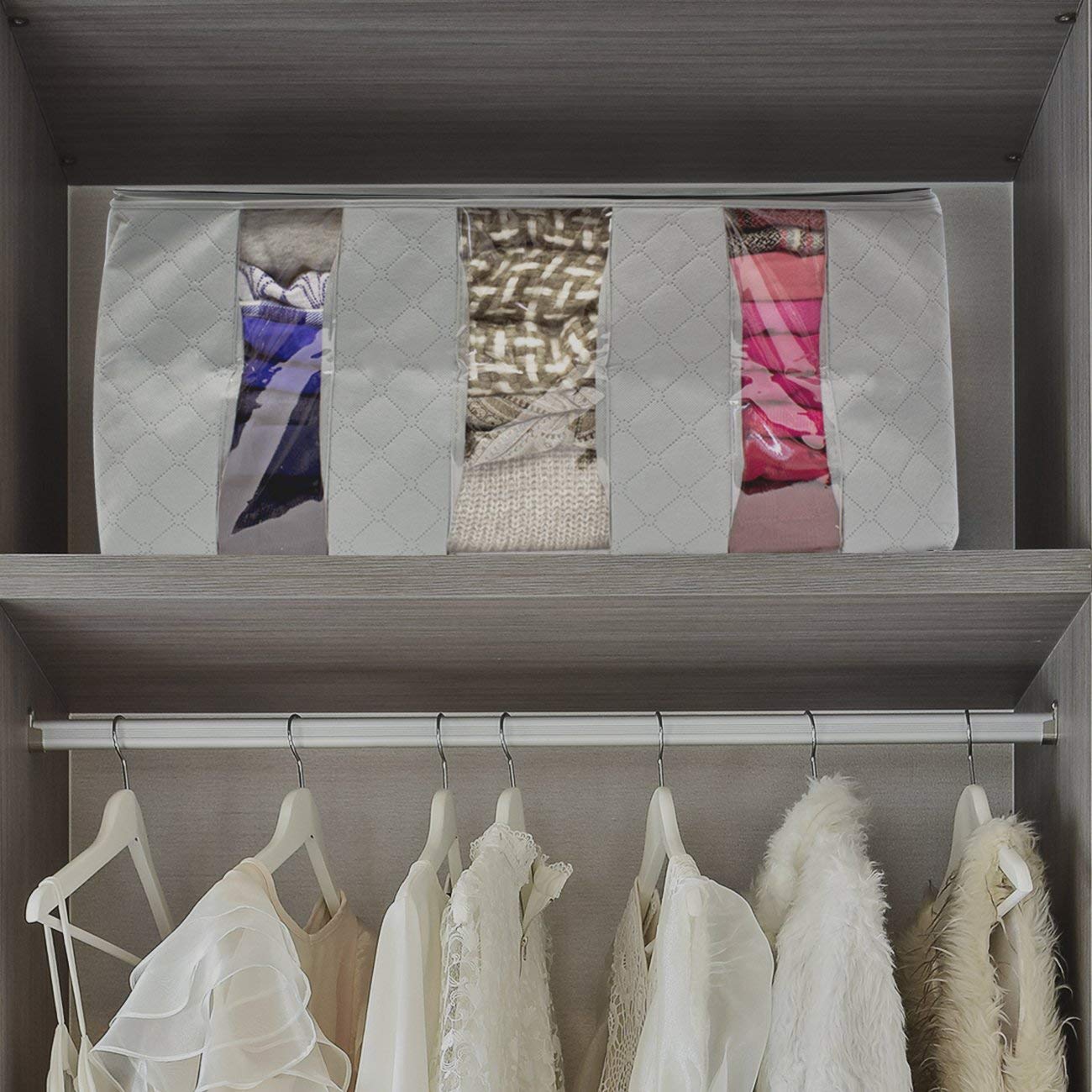 65l opbevaringsboks til vintertøj under seng stabelbare kasser tykke frakker organizer gennemsigtig taske garderobe organizer opbevaringstasker