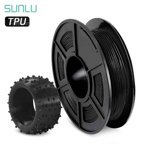 SUNLU-filamento de TPU para impresora 3D, Flexible, negro, 1,75mm, 0,5 kg(1.1LB), precisión Dimensional +/-0,02 MM, Material de carcasa de Tpu