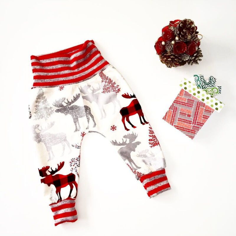 Pudcoco Christmas Pants Newborn Baby Boys Girls Casual Deer Bottom Kids Elastic Wasit Leggings Trousers 0-24M