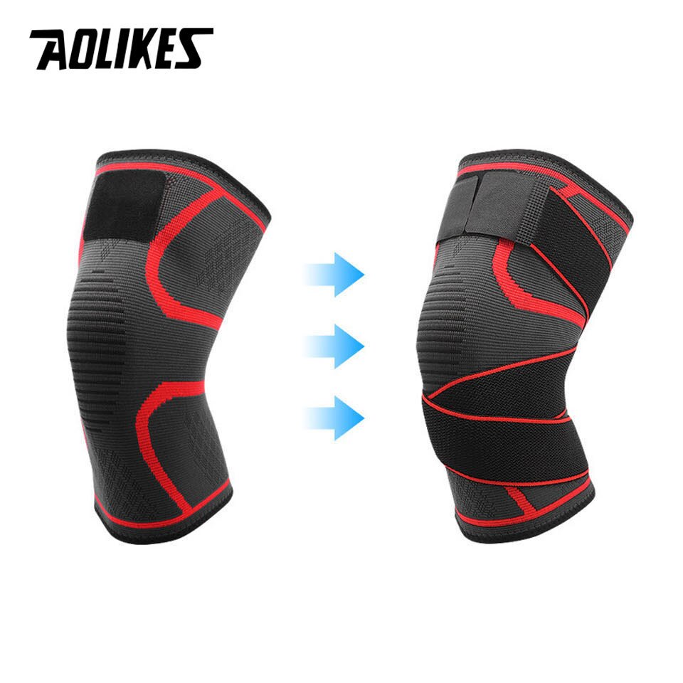 AOLIKES 1 sztuk sport Kneepad mężczyźni pod ciśnieniem bandaż elastyczny ochraniacze na kolana wsparcie sprzęt Fitness koszykówka siatkówka ochraniacz ze stelażem