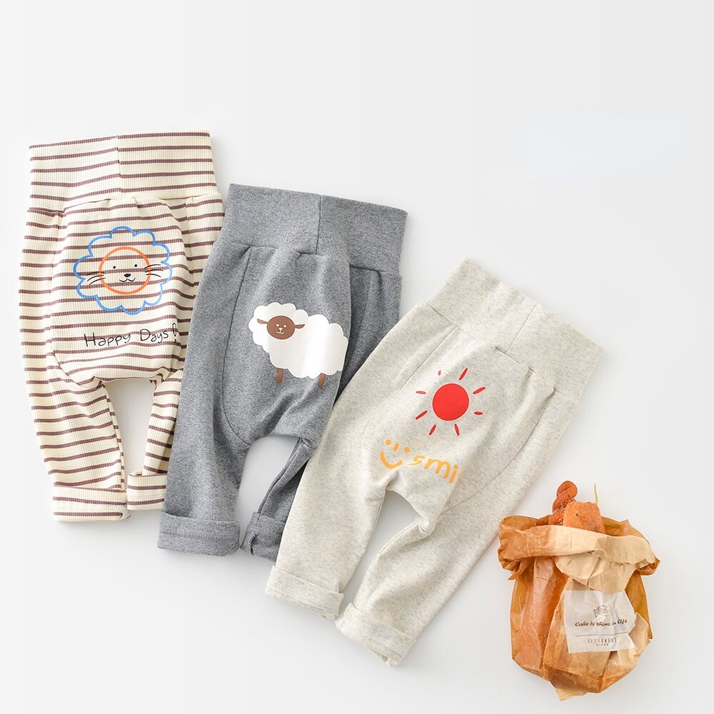 1178A Baby Broek Hoge Taille Leggings Lente 2022 Koreaanse Ins Wind Hoge Taille Cartoon Gedrukt Baby Boy Broek