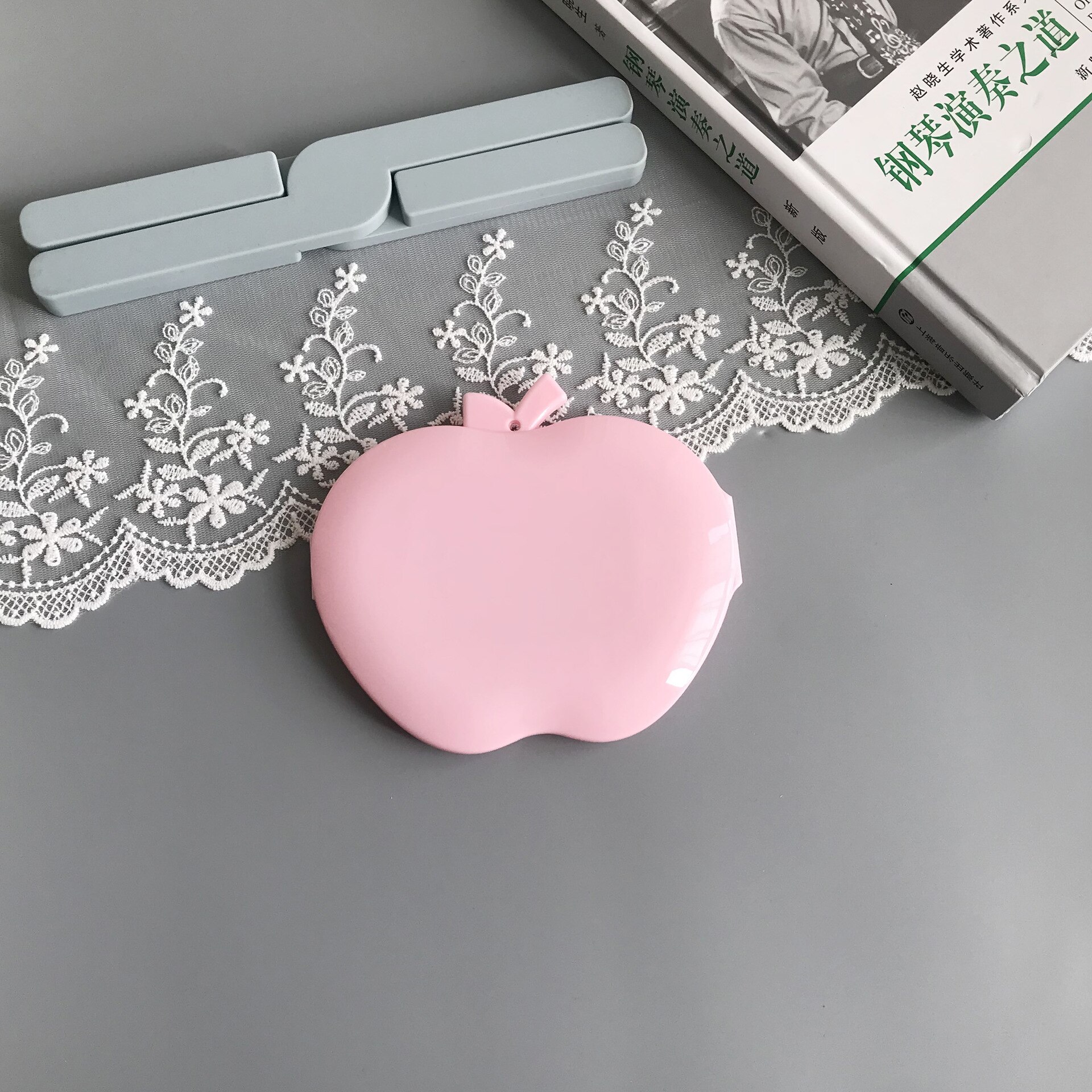 Cute Apple Shaped Child Adult Mask Storage Box Portable Folding Mask Box Temporary Storage Box With Mirror: Pink