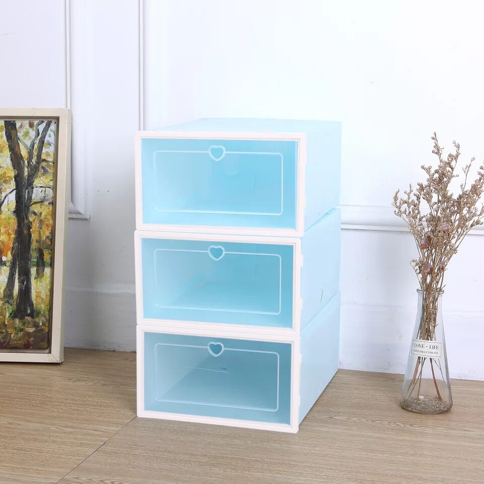 Scatola per scarpe trasparente scatole per scarpe scatola per organizer per scarpe antipolvere addensata può essere sovrapposta scarpiera combinata: Argento