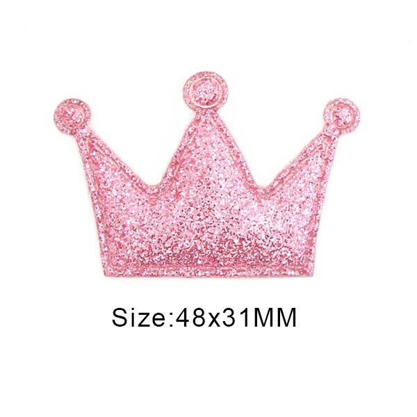 50 Stuks Glitter Gewatteerde Patches Kleurrijke Crown Bling Applicaties Sequin Patches Voor Kleding Diy Hoofddeksels Accessoires Bruiloft Decor: Big Pink Crown