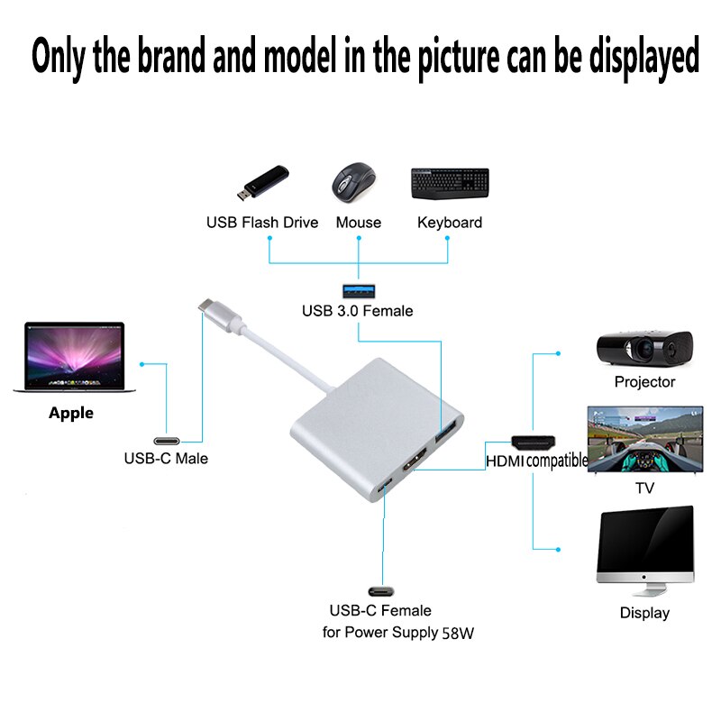 Thunderbolt 3 -sovitin usb-tyypin c-keskitin hdmi-yhteensopiva 4k tuki samsung dex mode usb-c -telakka ja pd macbook pro/airille