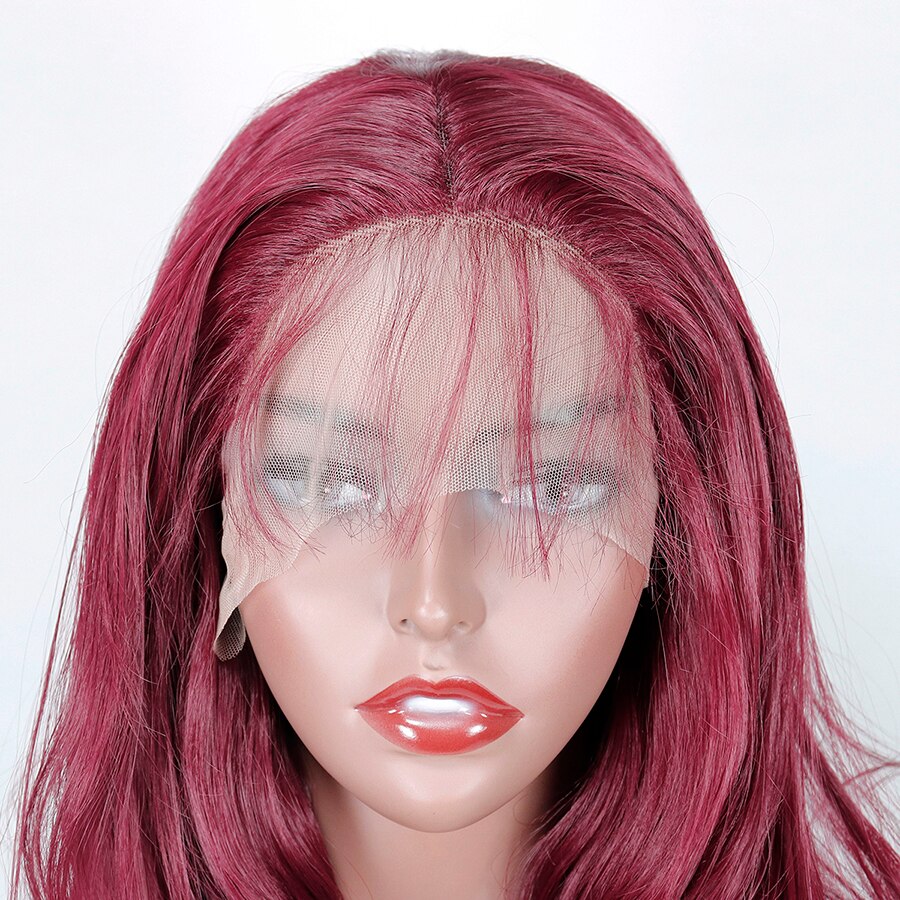 Looking Light Red Wigs For Women Middle Part Lace Front Wig Rosy Red Glueless Synthetic Hair Wigs for Party Daily Wear