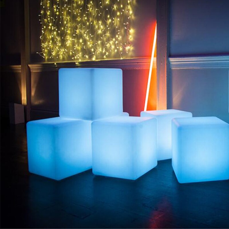 Cubo de luz LED Solar para exteriores, luz impermeable para jardín, terraza, , muebles luminosos de Color, paisaje de playa, 20cm