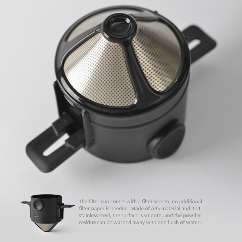 380Ml Portable main-tasse café isolation tasse en acier inoxydable voyage tasse isolation suspendus oreille filtre goutte à goutte