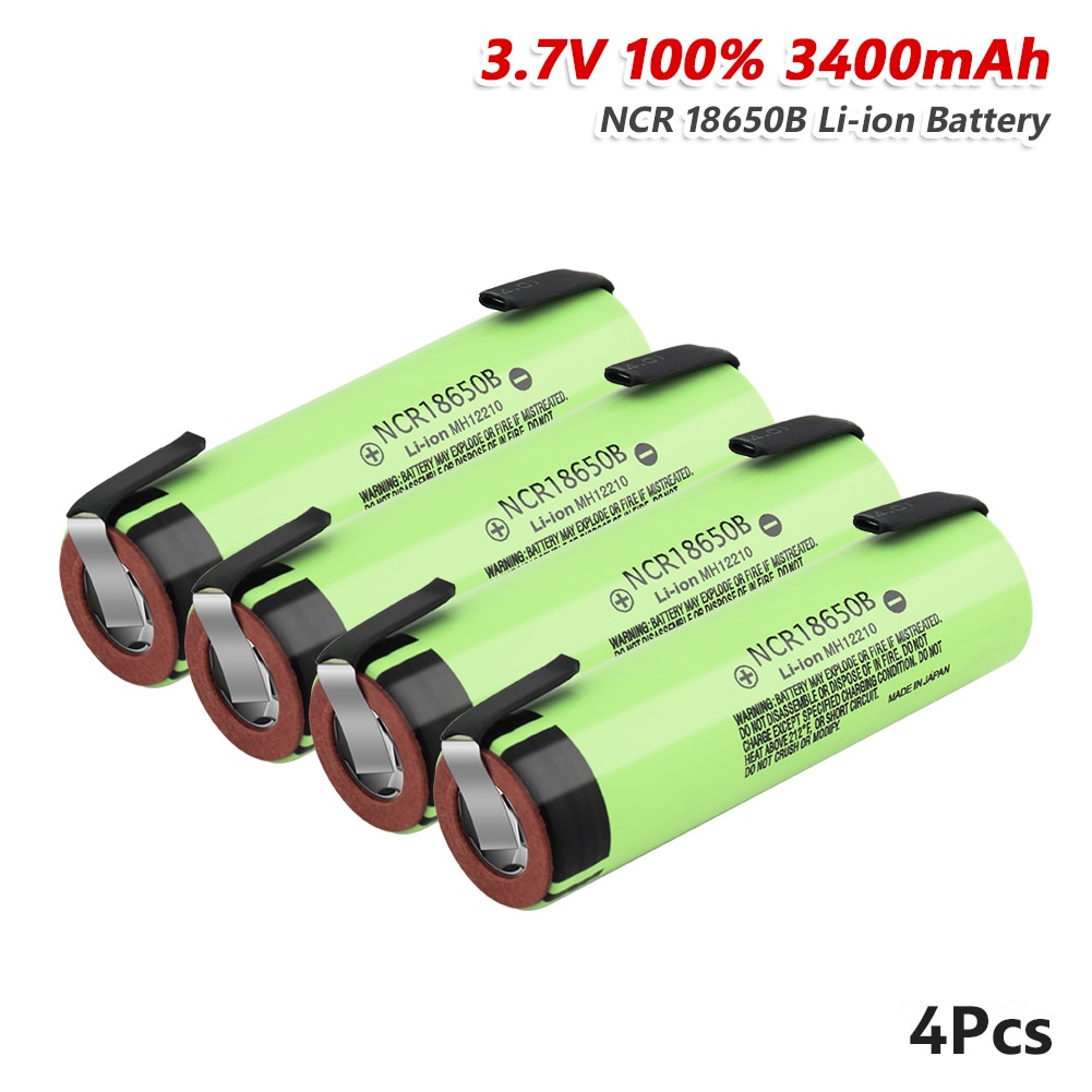 1/2/4/6/8/10Pcs 3.7 V Oplaadbare 18650 Batterij Originele Ncr 18650B 3.7 V 3400 Mah 18650 Lithium Li-Ion Batterijen Met 2 Tabs
