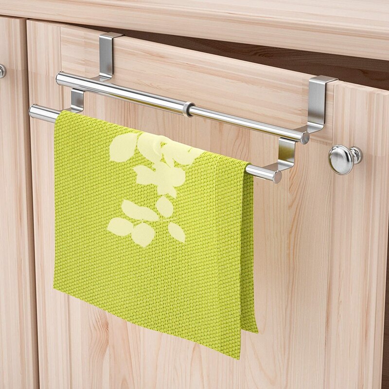 Keuken Over Kabinet Dubbele Handdoek Bar Rack, Uitbreidbaar Handdoek Houder Voor Universal Fit Op Binnen Of Buiten