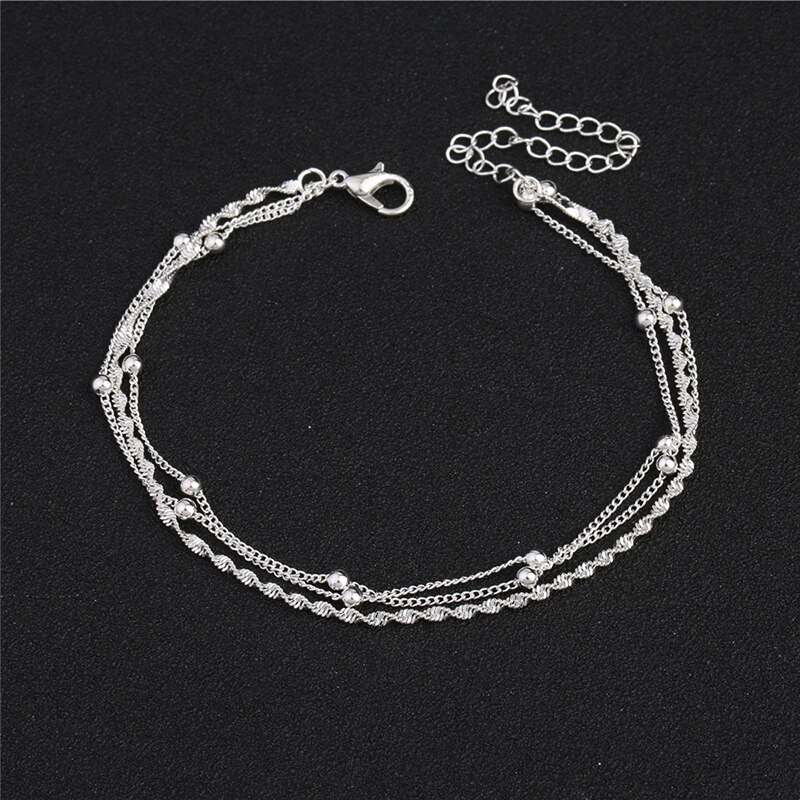 925 sterling silber damen-fußkettchen mit doppelter runder perle, trendige mädchen-fußkettchen aus sterlingsilber, schmuck  cb252