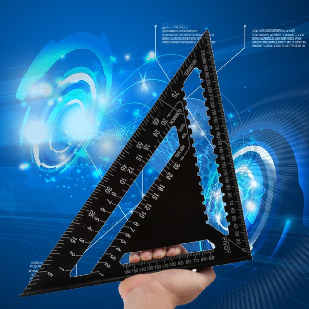 7/12inch Speed Square Metric Aluminum Alloy Triangle Ruler Squares for Measuring Tool Metric Angle Protractor Woodworking Tools