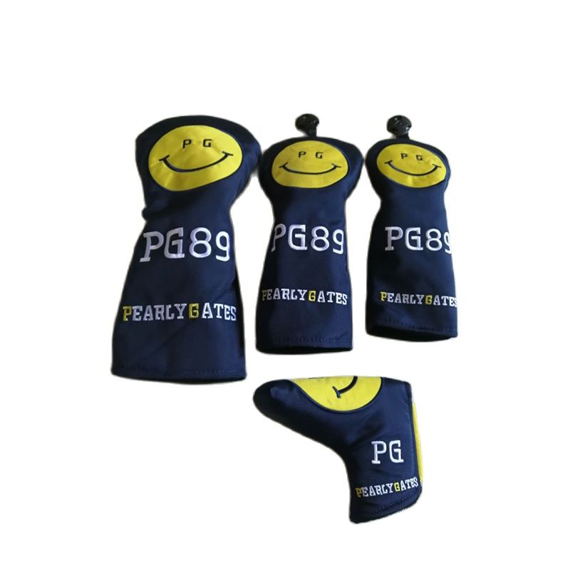 Golf Driver Fairway Woods Headcovers PG89 Smiling Face Nylon Golf Hybrid Blade Putter Covers For Clubs Set