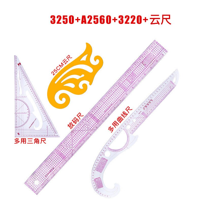 4/13 Pcs French Curve Metric Grading Ruler Measure Dressmaking Tailor Drawing Template Craft Tool Plastic Sewing Supplies: 4pcs-B