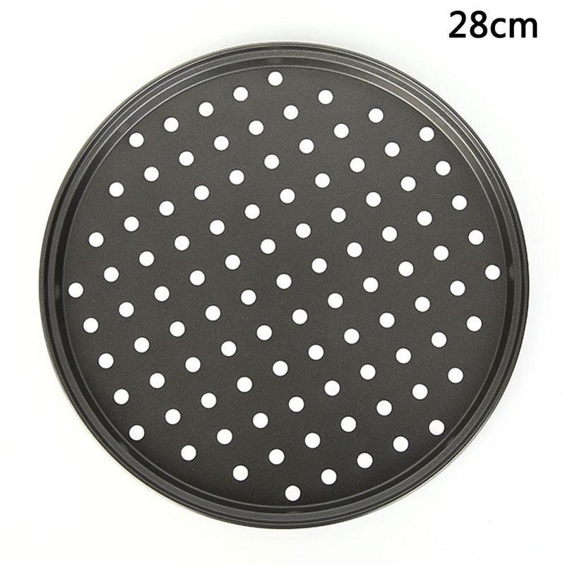 Bandeja plana para horno de acero al carbono resistente al calor, antiadherente, para cocina, plato sólido, película para Pizza, 1 Uds., Q3W4: 28 cm