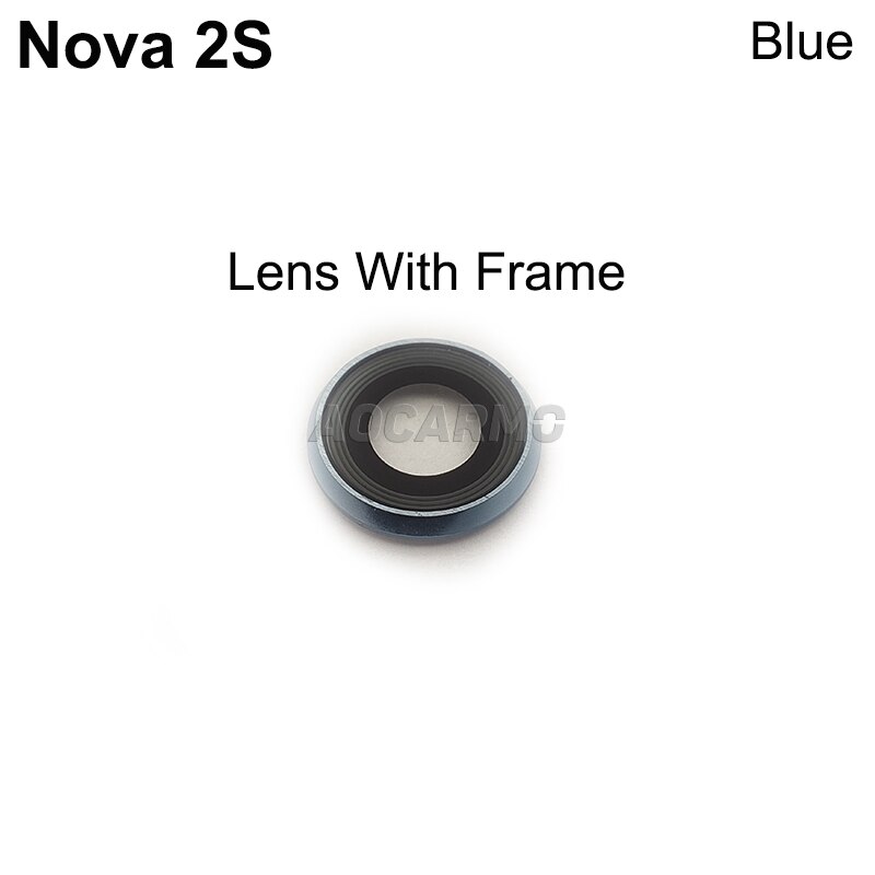 Aocarmo Hinten Zurück Kamera Objektiv Glas Mit Rahmen Ring Für Huawei Nova 2S Ersatz Teil: mit rahmen blau