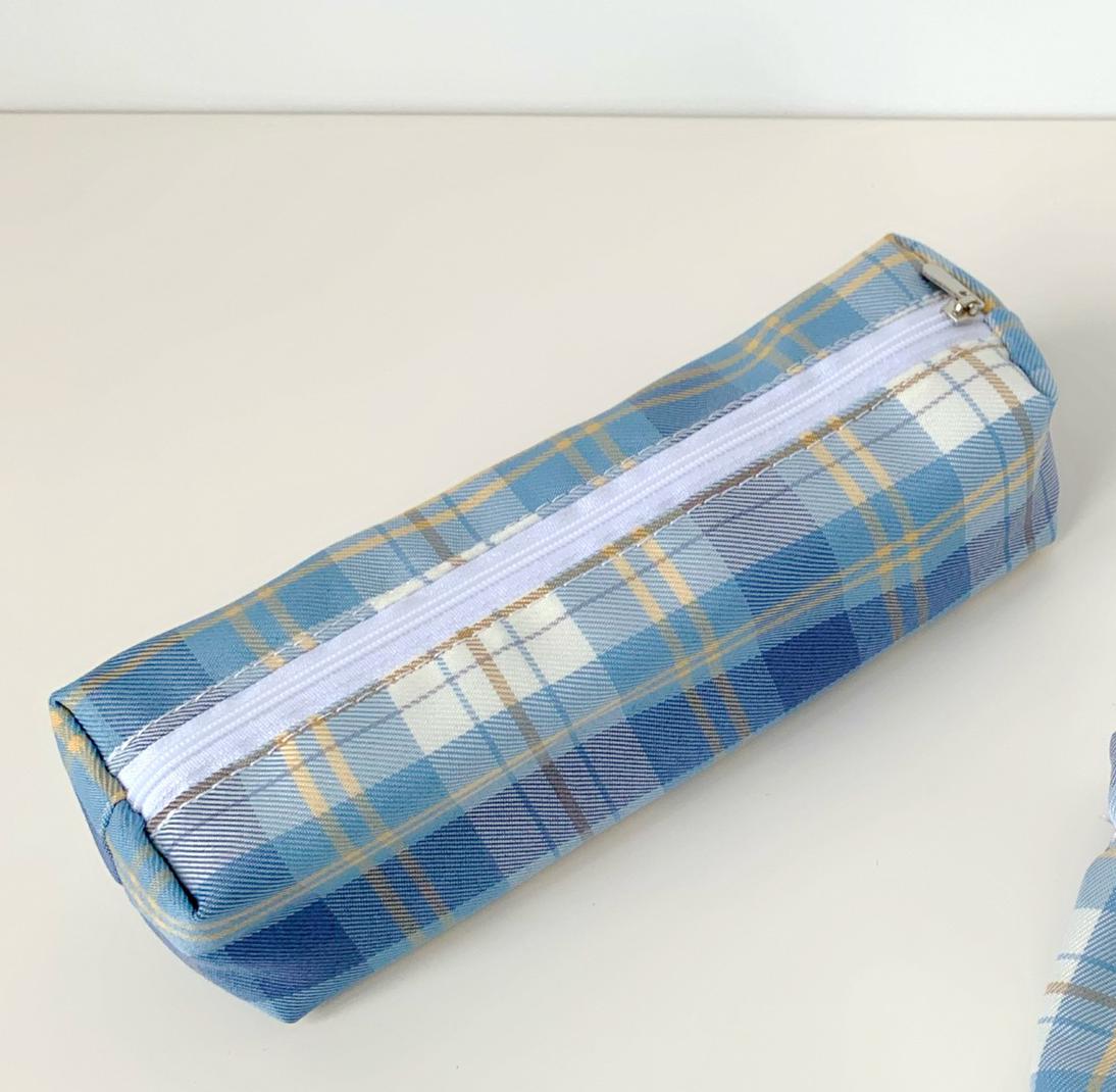 Portamonete Vintage giapponese semplice Mini Plaid retrò Plaid carino Mini custodia per ragazze borsa per donna Mini astuccio a contrasto: Blue Yellow 2