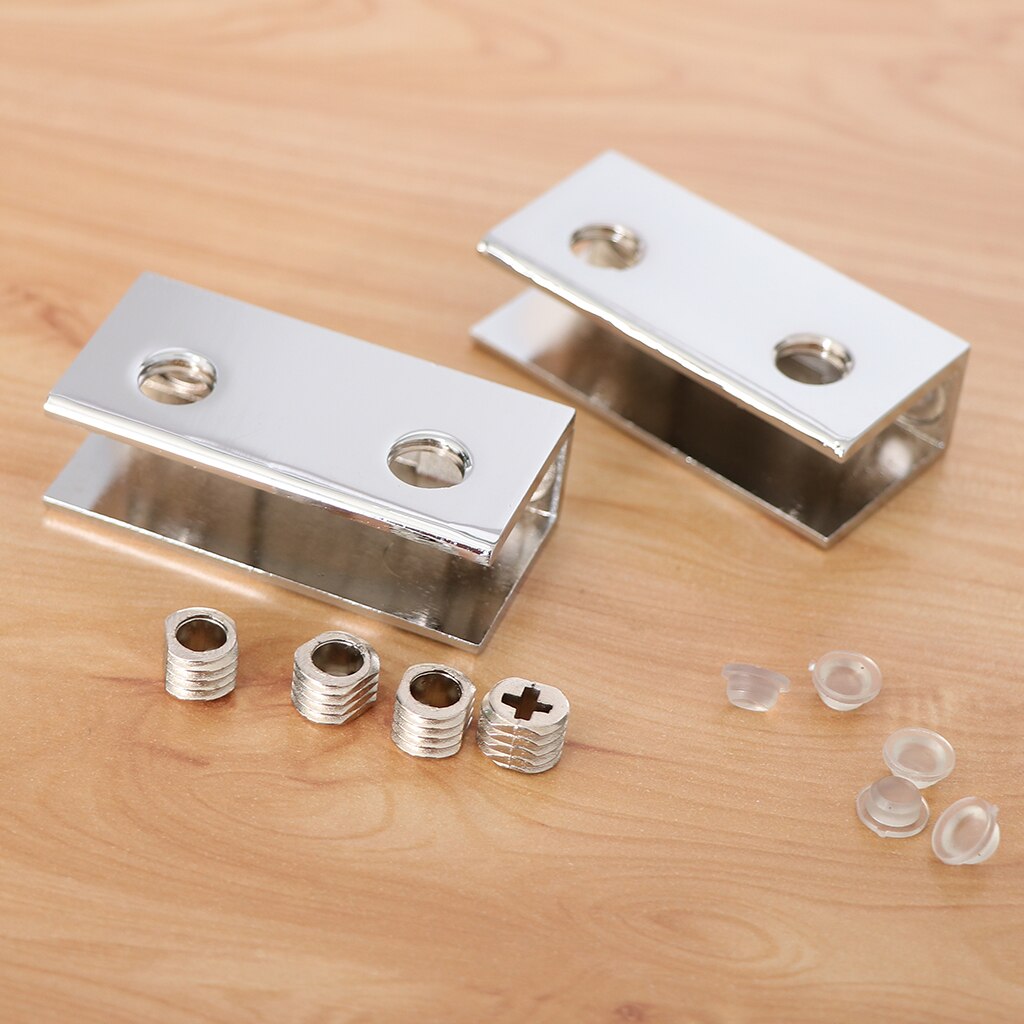 2 Pack Thick Zinc-alloy Adjustable Glass Holder Bracket Clip Clamps