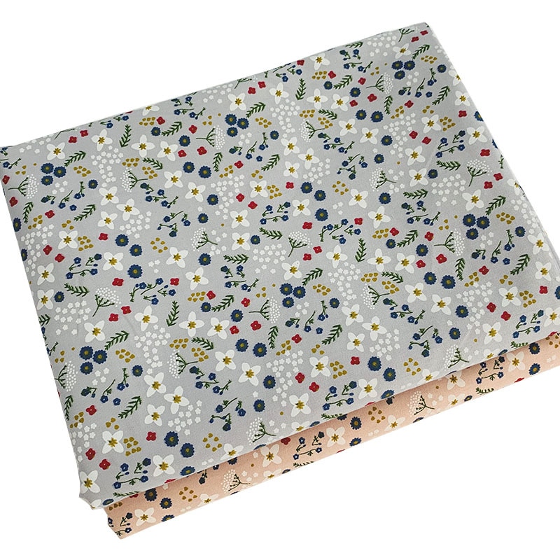 Floral Printed Cotton Twill Fabric 50x40cm Soft Skin-Friendly Pure Cotton Twill Fabric By Meters for DIY Sewing Patchwork Dress: grey / 50x40cm