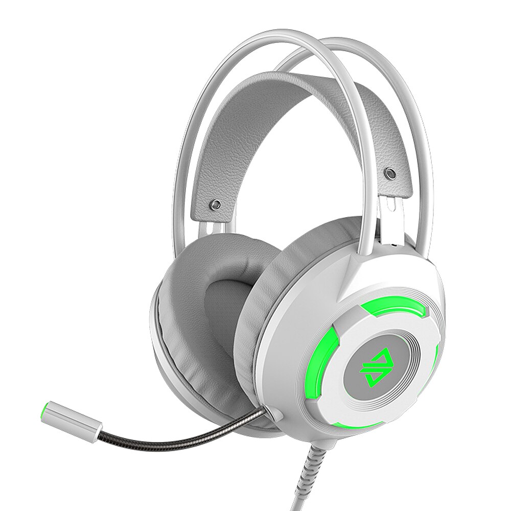 Auriculares para juegos de jazz AX120-7,1 canales estéreo con cancelación de ruido en la oreja, auriculares con micrófono y bajo envolvente, orejeras de memoria suave: Silver