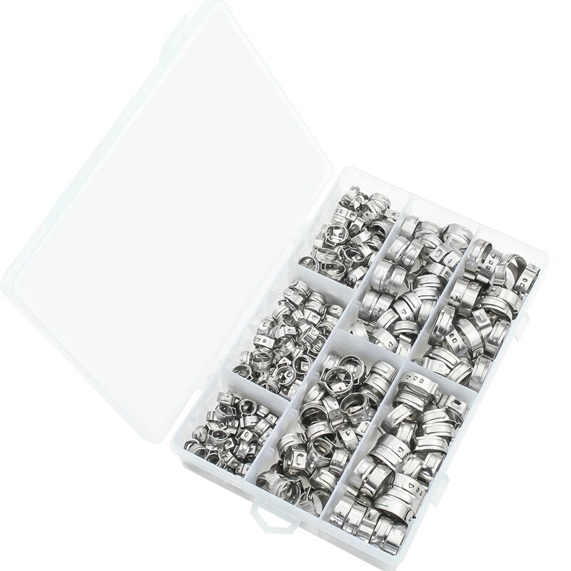 304 Rvs Single Ear Non-Staal Slangklem Classificatie Kit, 128 Stuks