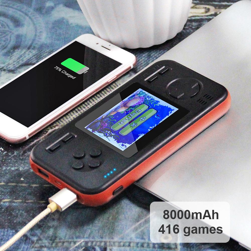Mini-spielkonsole mit 2.8- zoll-farbbildschirm, powerbank, 416 spielmodi, kleine größe, leicht und einfach zu transportieren